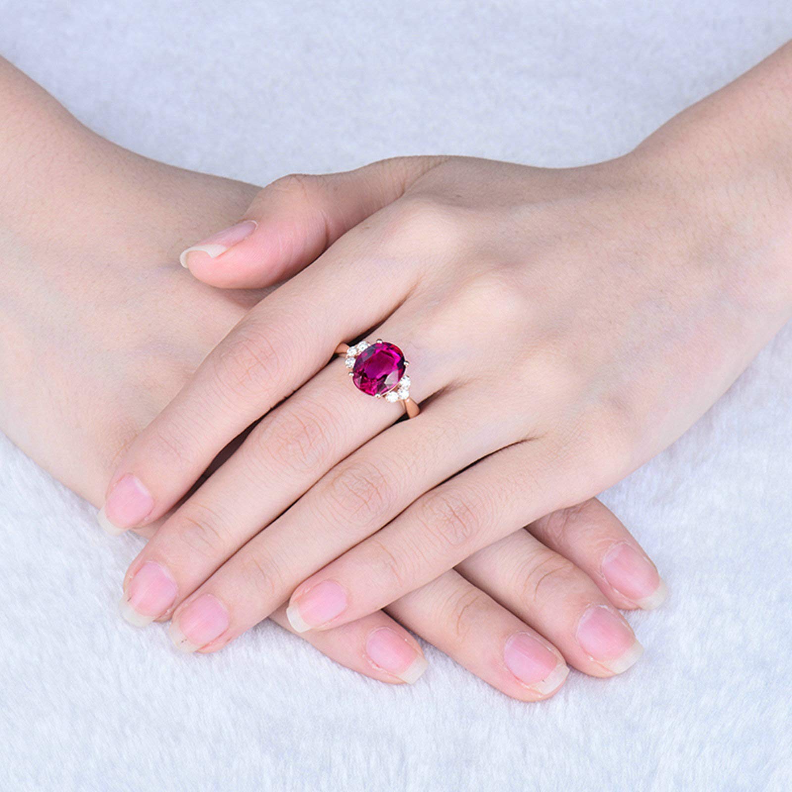 Pierścionek z różowego złota 750 damski męski prawdziwy pierścionek z opaską, 4 pazury owalny turmalin 3,769 kt z diamentowymi paskami ślubnymi 0,21 ct obrączki zaręczynowe na urodziny Boże Narodzenie, V 1/2, colore: Różowe złoto, cod. BSL19W9FNZB608