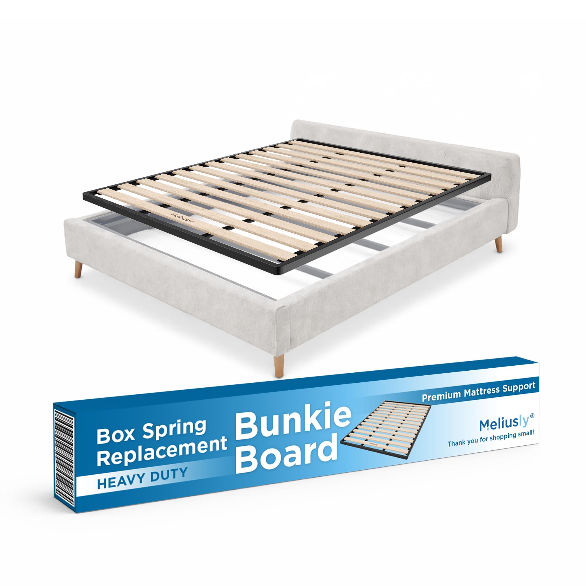 Meliusly Bunkie Board Queen Size (59.3x79.3'') Heavy Duty Bed Board, Under 3" Spacing, Bed Slats, Low Profile Box Spring Replacement, Flat Bed Support Board