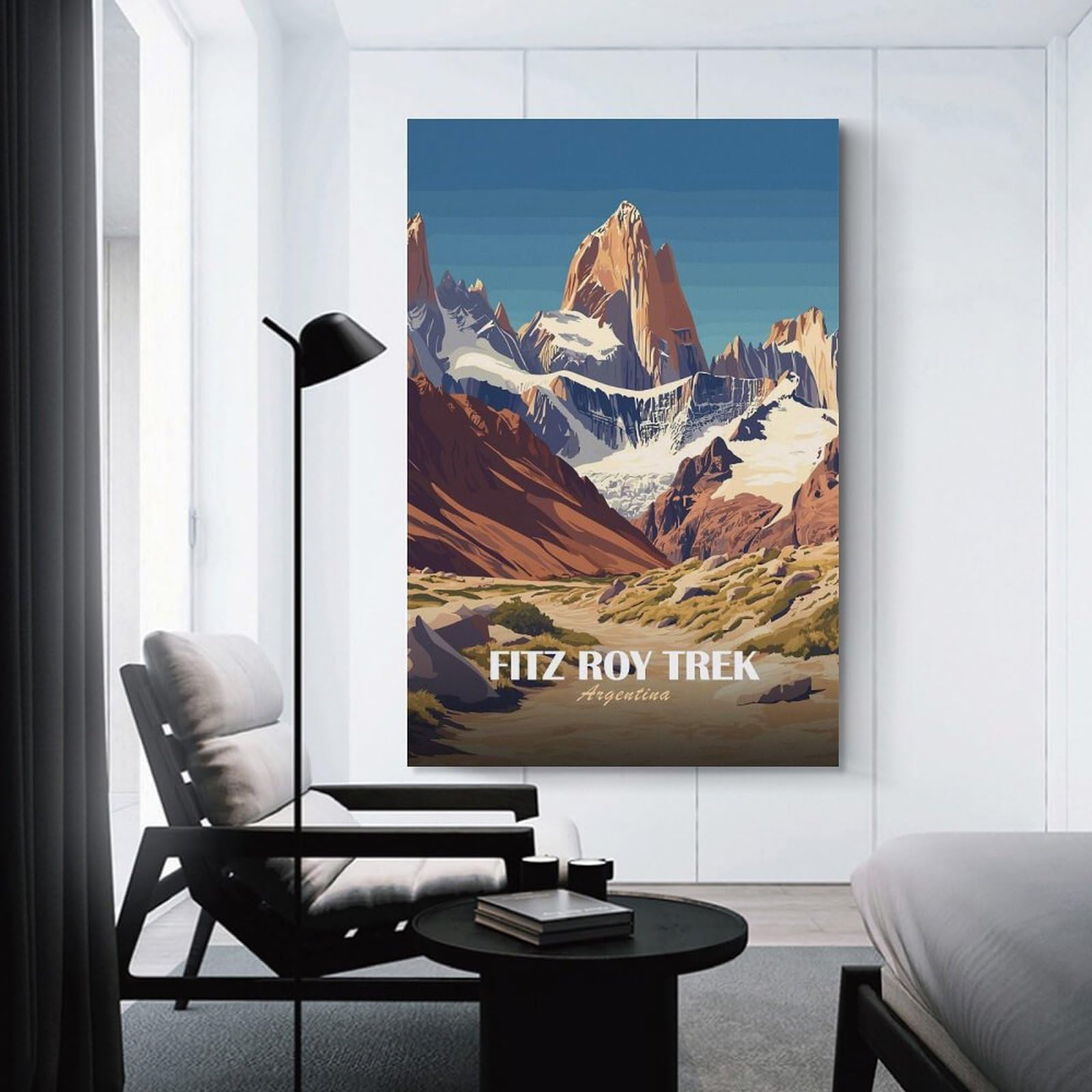 Junmoney Unframe-Style-16-1 Wall Art Print Fitz Roy Trek, Argentina Landscape, 16X24inch(40X60cm), For Living Room, Lounge Or Sitting Room, Eye Catching Artwork For Blank Walls
