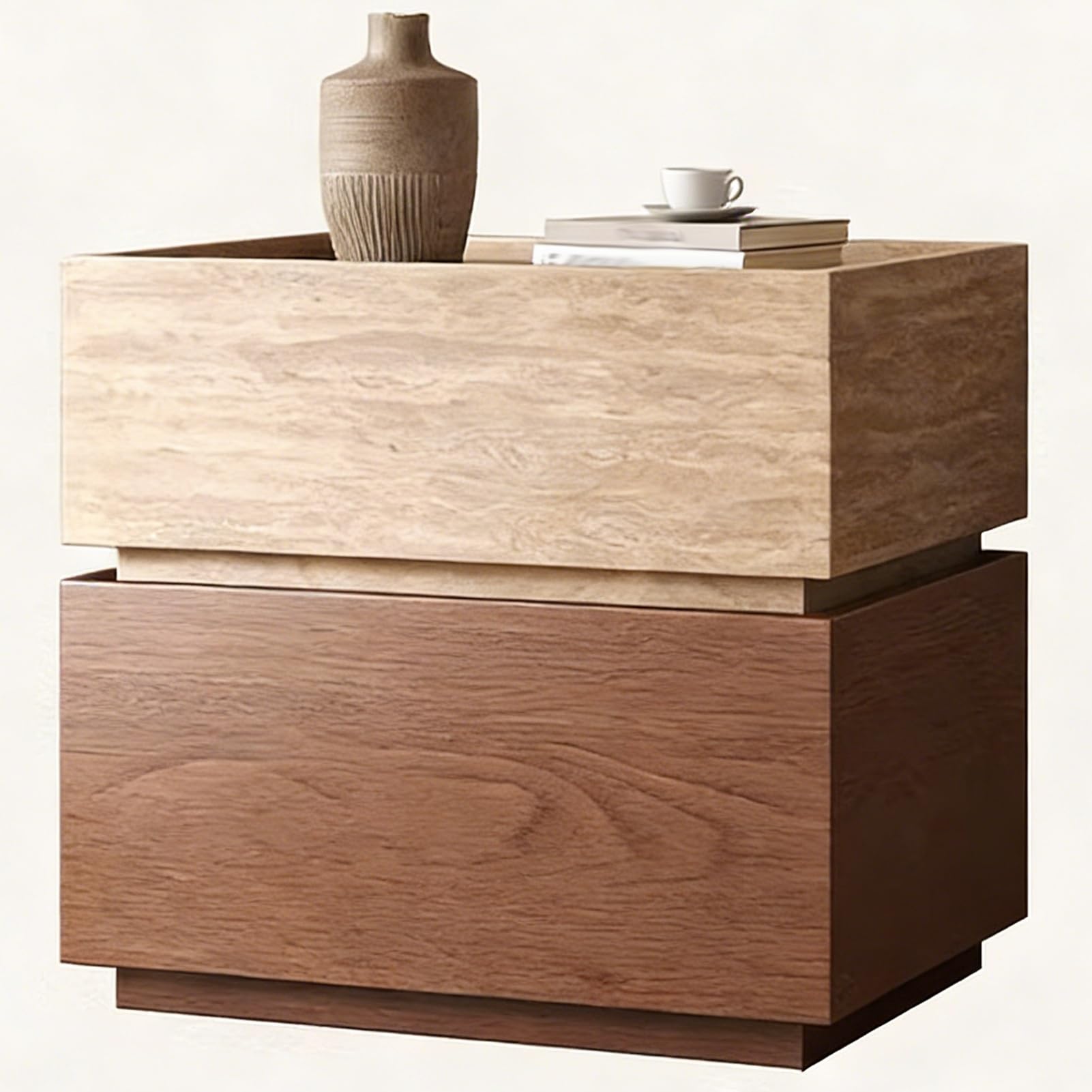Table de chevet gain de place de 40cm avec tiroirs de rangement discrets