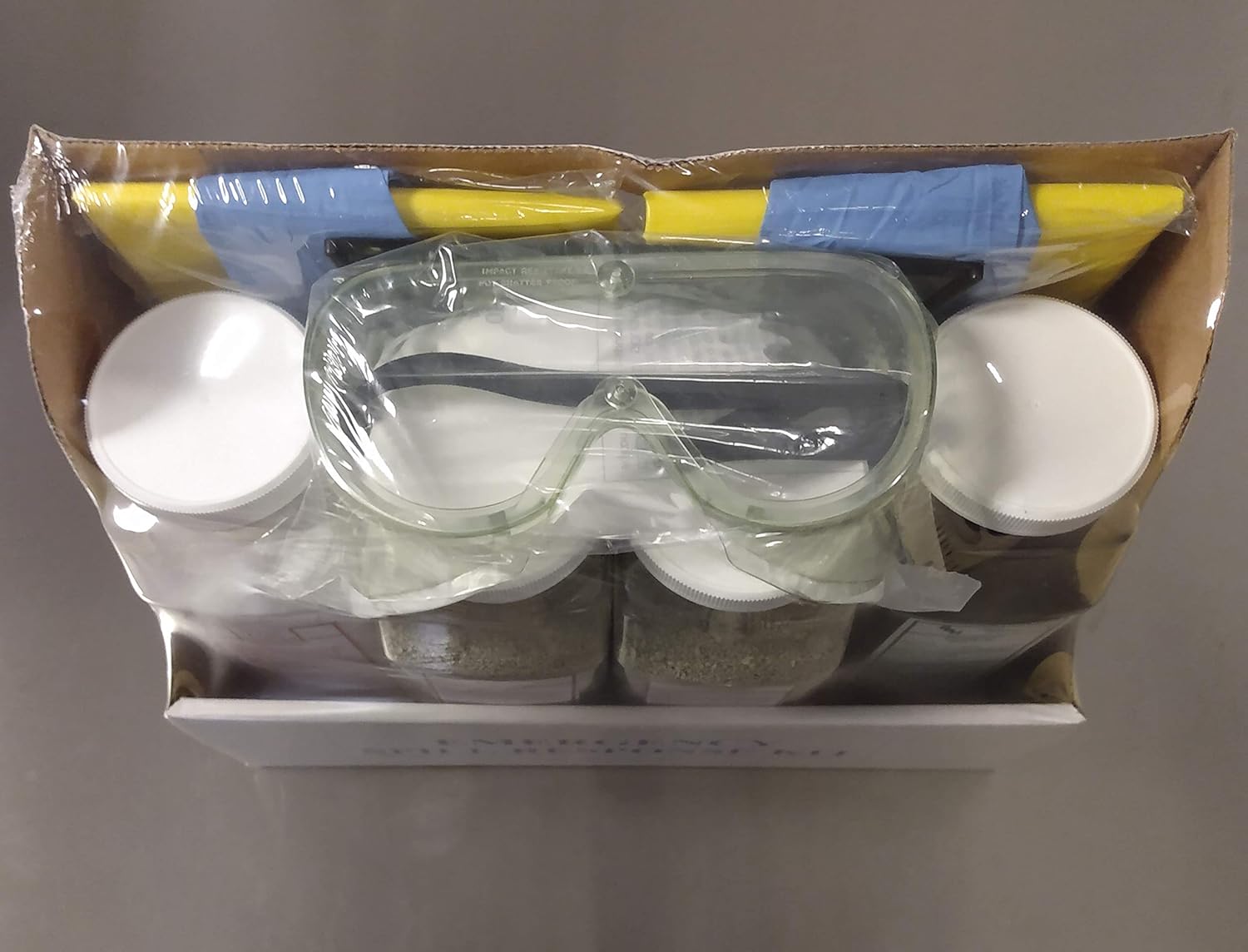 Emergency Spill Control Response Kit, 1 Acid 2 Caustic 1 Solvent Neutralizers, Gloves, Safety Gogles, Waste Bags, Broom/Pan Combo