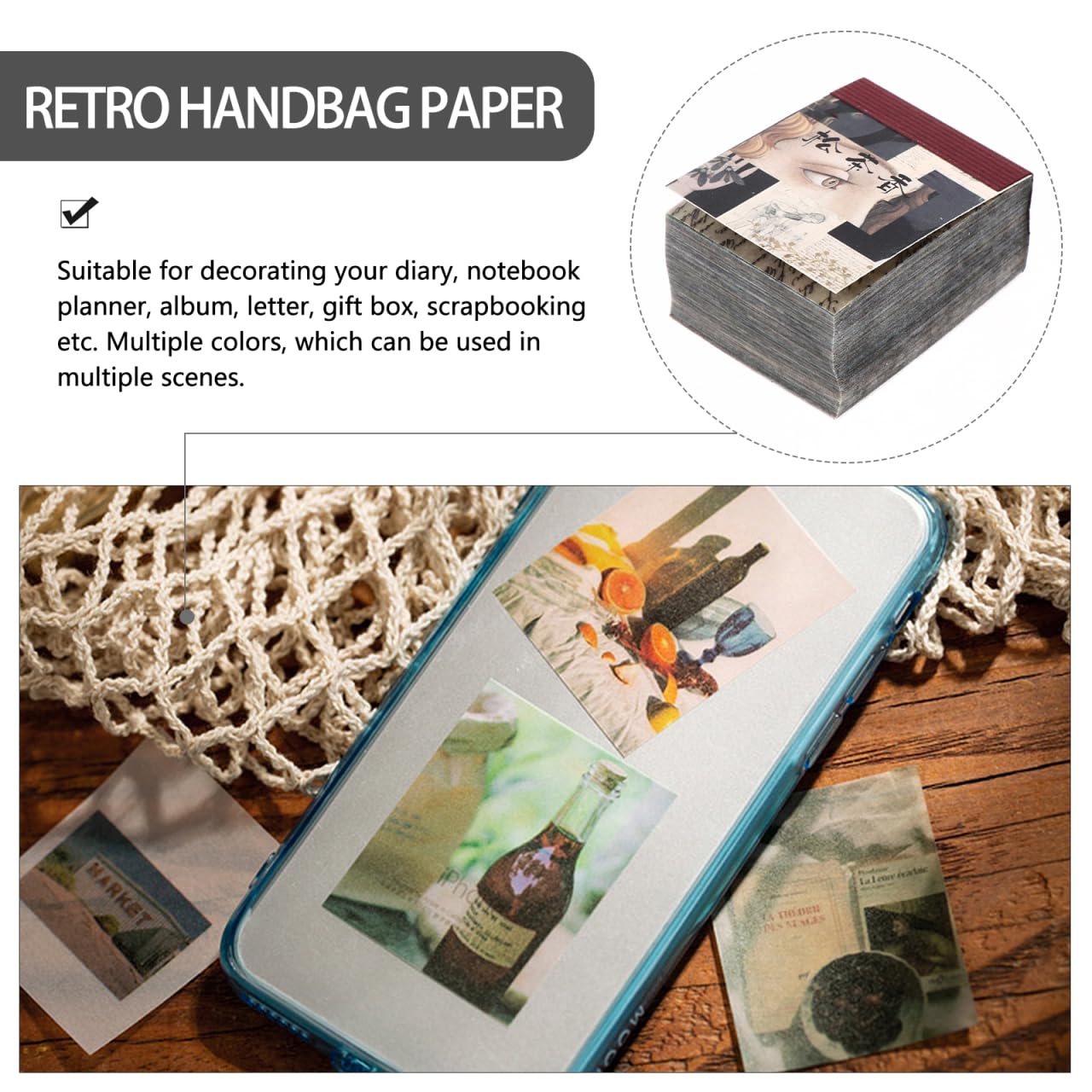 MILISTEN 365 fogli di carta vintage per album di ritagli, decorazione unica per pianificatori fai da te, forniture estetiche per diari, quaderni, scatole regalo e altro ancora