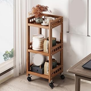 [YXSNG] キッチンワゴン ハイタイプ 幅35 奥行29 高さ80cm 35*29*55 サイドワゴン すきま収納 キッチン隙間収納 キッチンラック キッチン 収納 ストッカー キッチン収納 キャスター付き 収納ワゴン 収納カート 竹製 3段 ワゴン ブラウン