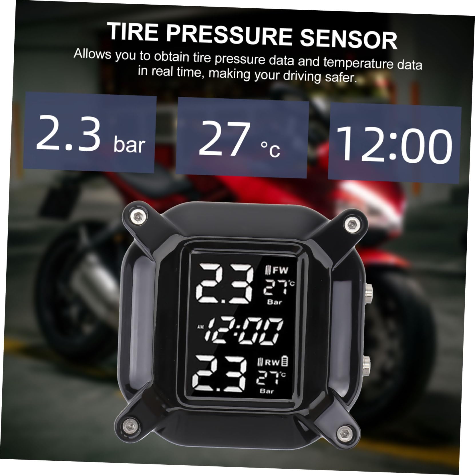 Monitor de Presión de Neumáticos Plástico Resistente para Motocicleta y Función de Monitoreo de Temperatura en Real Sensor de Alta Precisión