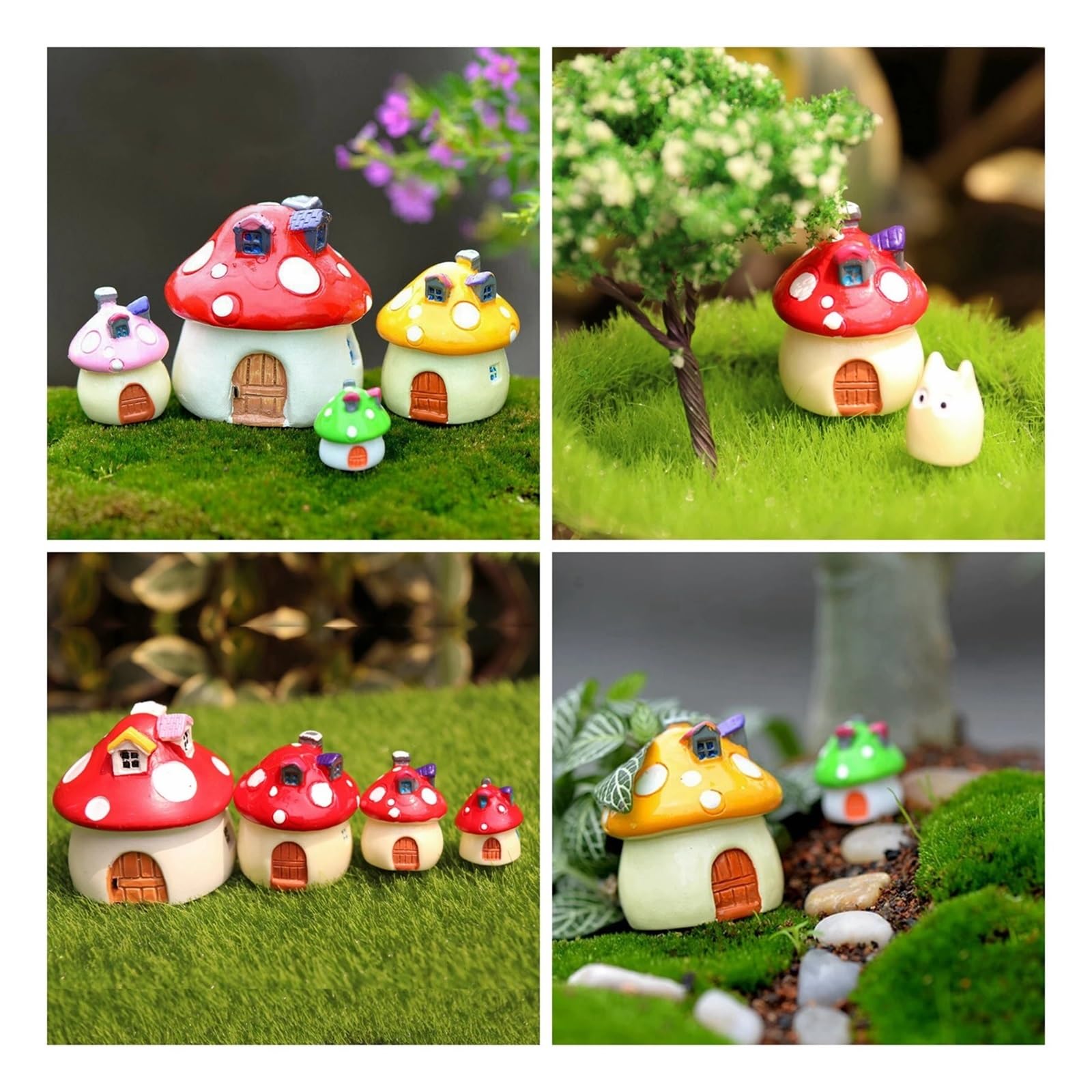 YDMHYLAI Garden Ornaments Miniature Garden Ornament Statue Figurines for Landscape Pot Dollhouse Home Decor, Soft Lightweight(3pcs Mashroom Size S)