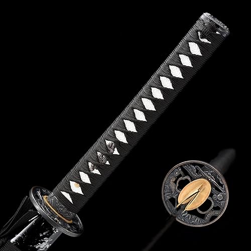 Miniatura 69 de Espada katana tradicional forjada a mano con calor/arcilla templada Katanas auténticas de samurái japonesas auténticas y auténticas de acero al