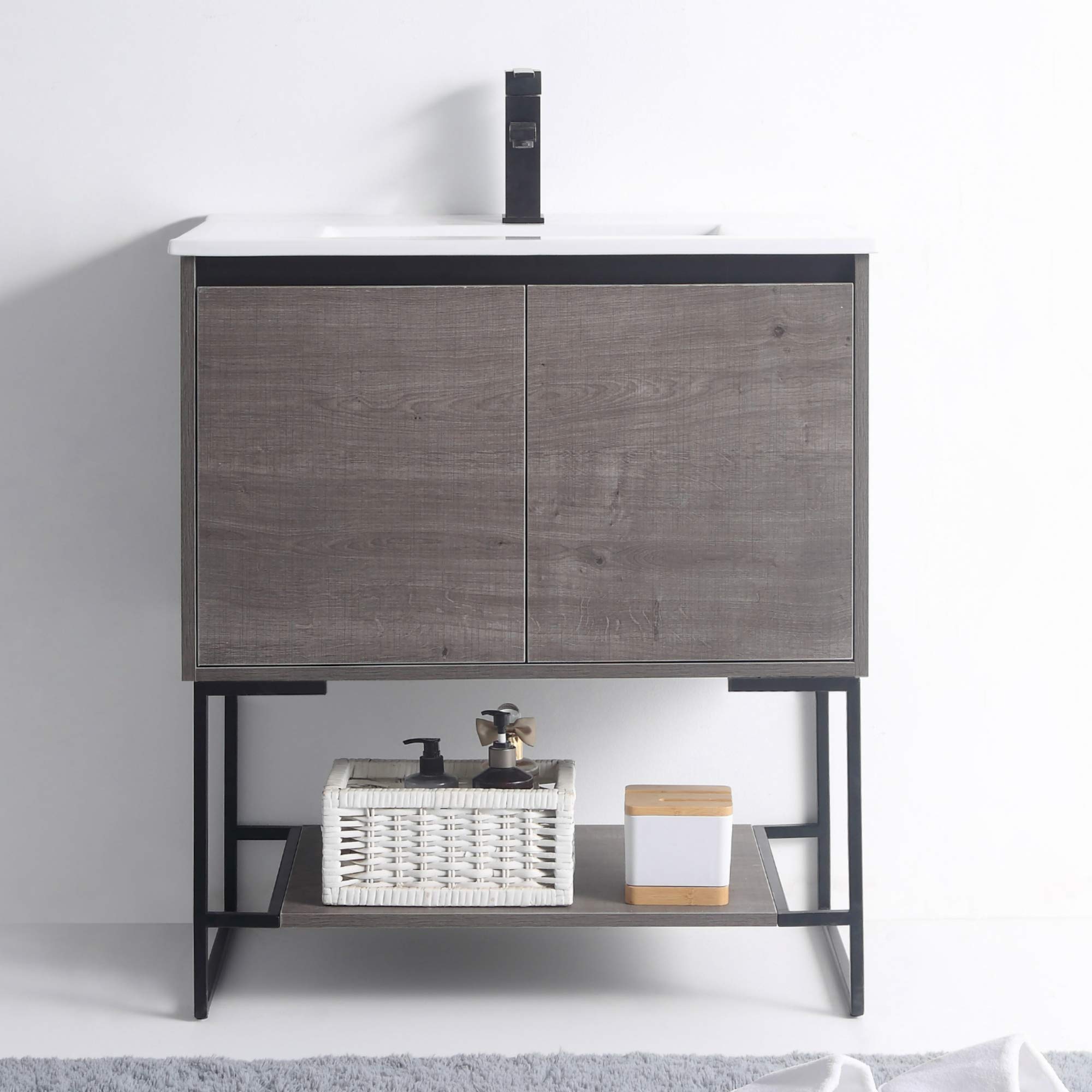 Fine Fixtures 30 Inch Bathroom Vanity with Sink - Modern Knob Free Design, Elegant Space-Saving Solution for Your Bathroom - Durable, Bathroom Vanities for a Contemporary Look - Urbania Collection