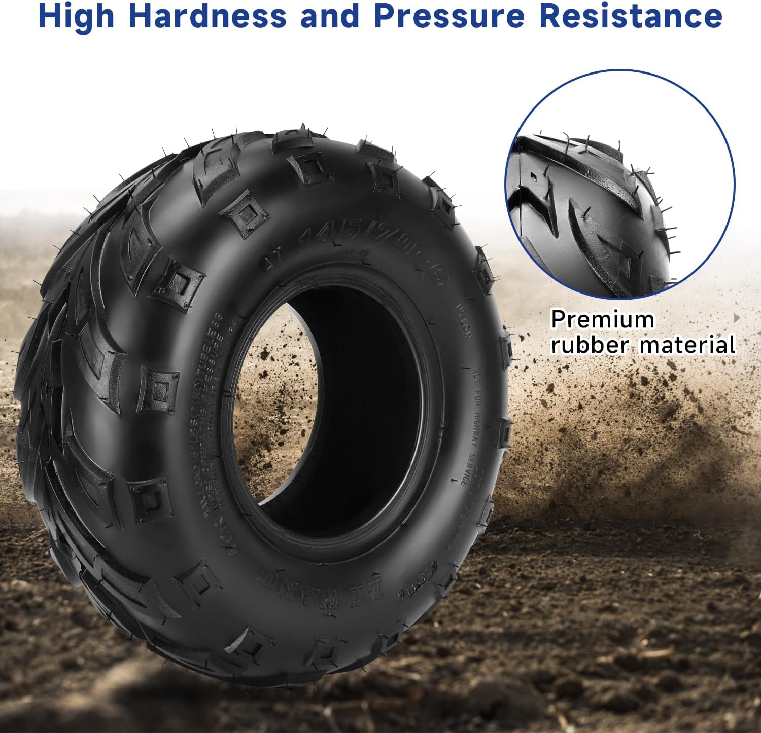 AT 145/70-6 Tire Tubeless for Mini Bike Go Kart ATV Coleman CT100U CC100X B100 KT196 CK196 Baja Doodlebug DB30, Mini Bike Tires 145 70-6 for GMB100 Massimo MB100 RB100 Motovox with Repair Kit
