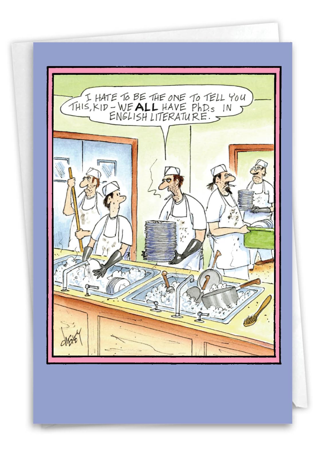 NobleWorks - 1 Funny Graduation Card with Envelope - Cartoon Humor Card for Graduate, College or High School - Phd Cheney 3854