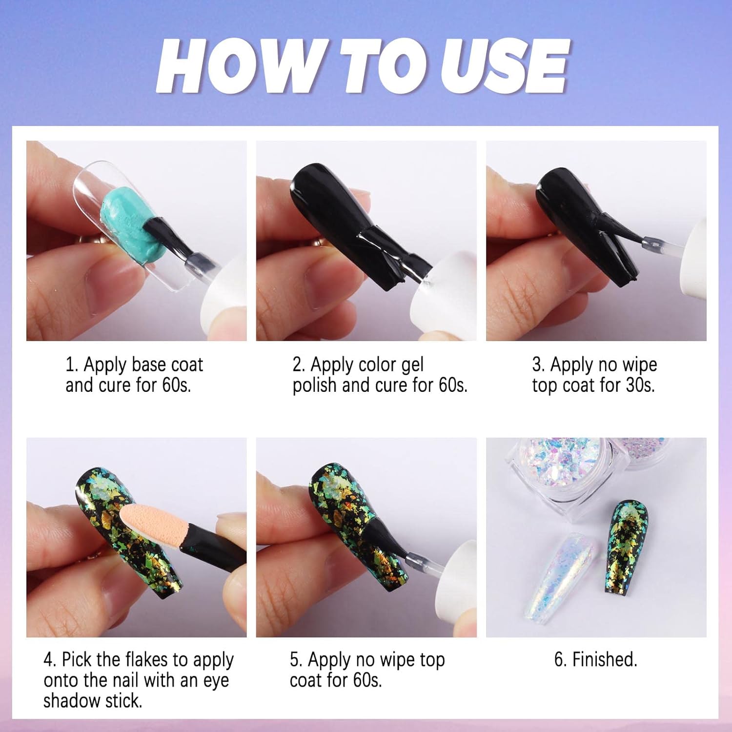 Laza Chameleon Flakes, 8 Colors Nail Confetti Powder, Irregular Colorshift Pigment Powder for Nails Art Supplies, Epoxy Resin Tumbler, Slime, Crafts Decoration - Glass Starry Night - Image 5