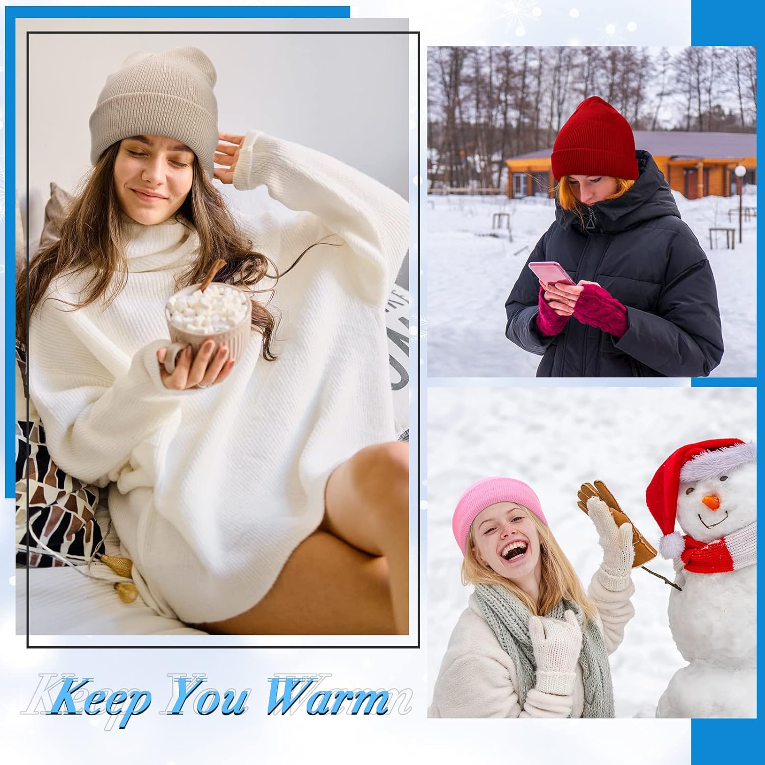 Handepo 50 Pcs Kids Knit Beanie Hat Bulk Windproof Unisex Cozy Children Warm Acrylic Cap for Winter Cold Weather - Image 5