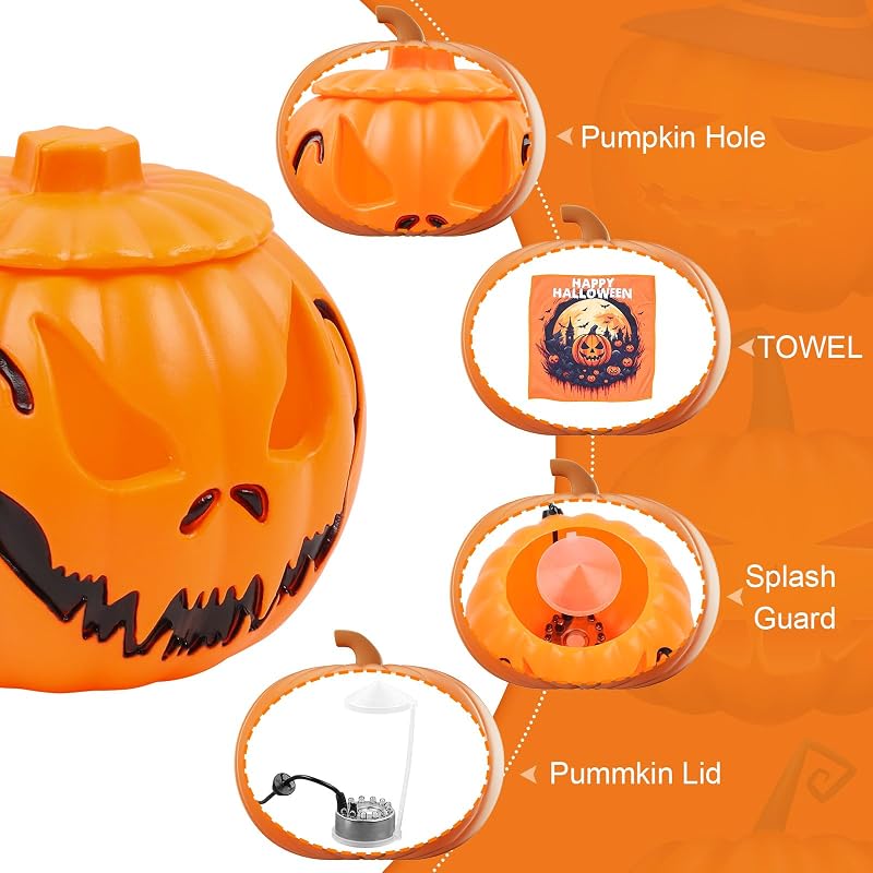 MaxEarn 12 LED-es Ködgenerátor - Háromszínű Halloween Tök Párásító, Ultrahangos Ködképző Fröccsenésgátlóval, Kerti Tó Szökőkút Dekoráció
