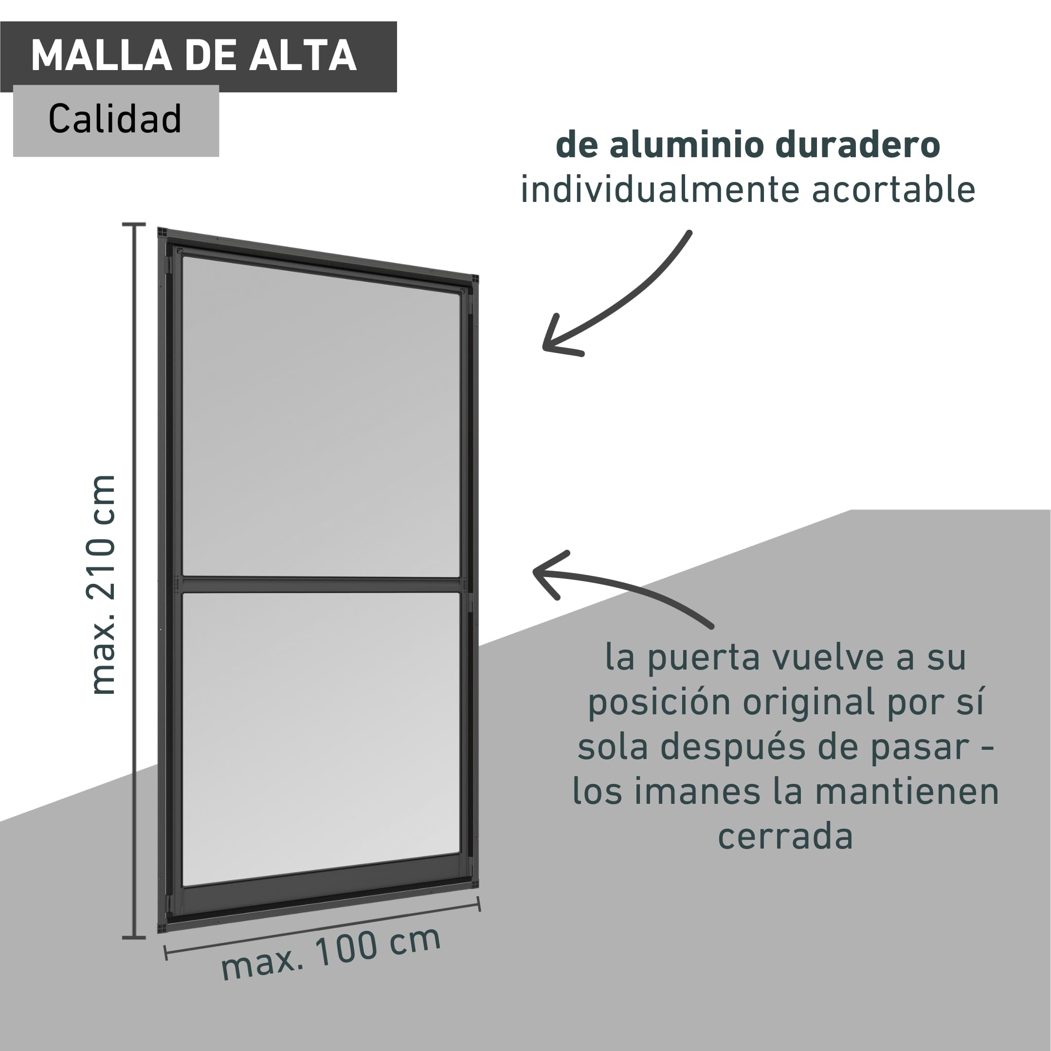 Windhager Mosquitera para puerta colgante EXPERT, puerta oscilante contra insectos, puerta giratoria, protección contra insectos, marco tensor, 100 x 210 cm, antracita, 03241