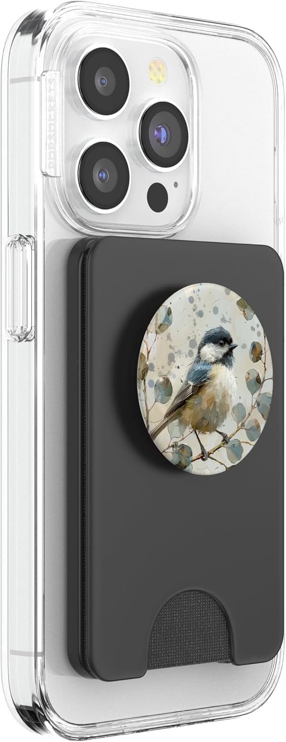 Van Gogh Style Eucalyptus Black Capped Chickadee Bird PopSockets PopWallet for MagSafe