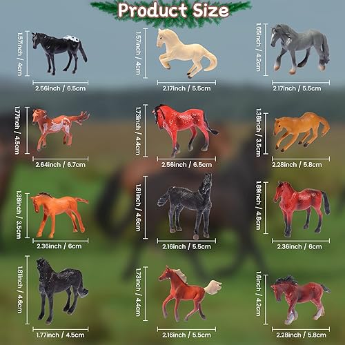 Miniatura 3 de Chalyna Juego de 12 figuras de caballo pequeño de 2 a 3 pulgadas, figuras de potro pequeño de poni de plástico, mini juguete de animales de granja