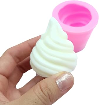 Silicone Ice Cream Scoop Realistic Whipped Cream Soft Serve Mold, BPA & Latex Free, Turquoise Blue, Baking Molds