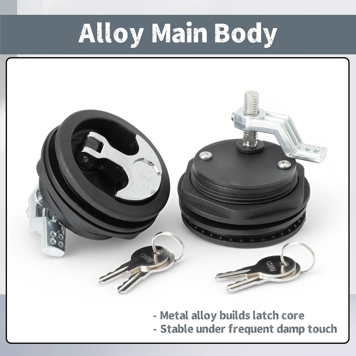 2 Pack Boat Cam Latch T Handle with Keyed Lock 2-1/2 Inch | Fit for Boat Hatch, Compartment, Cabinet Door, Replacement Flush Mount Latch for Boat Deck, Direct Replacement Piece