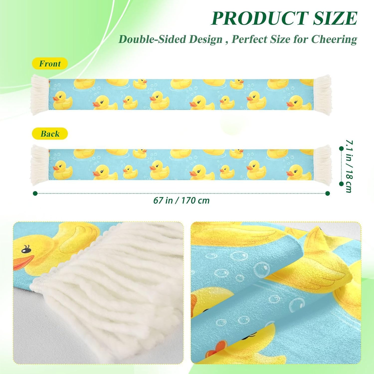 CHIFIGNO Yellow Duck Blue Sports Fan Scarf, Soft Absorbent Sweat Towel Wrap for Soccer Games, Cheering Rally Accessory