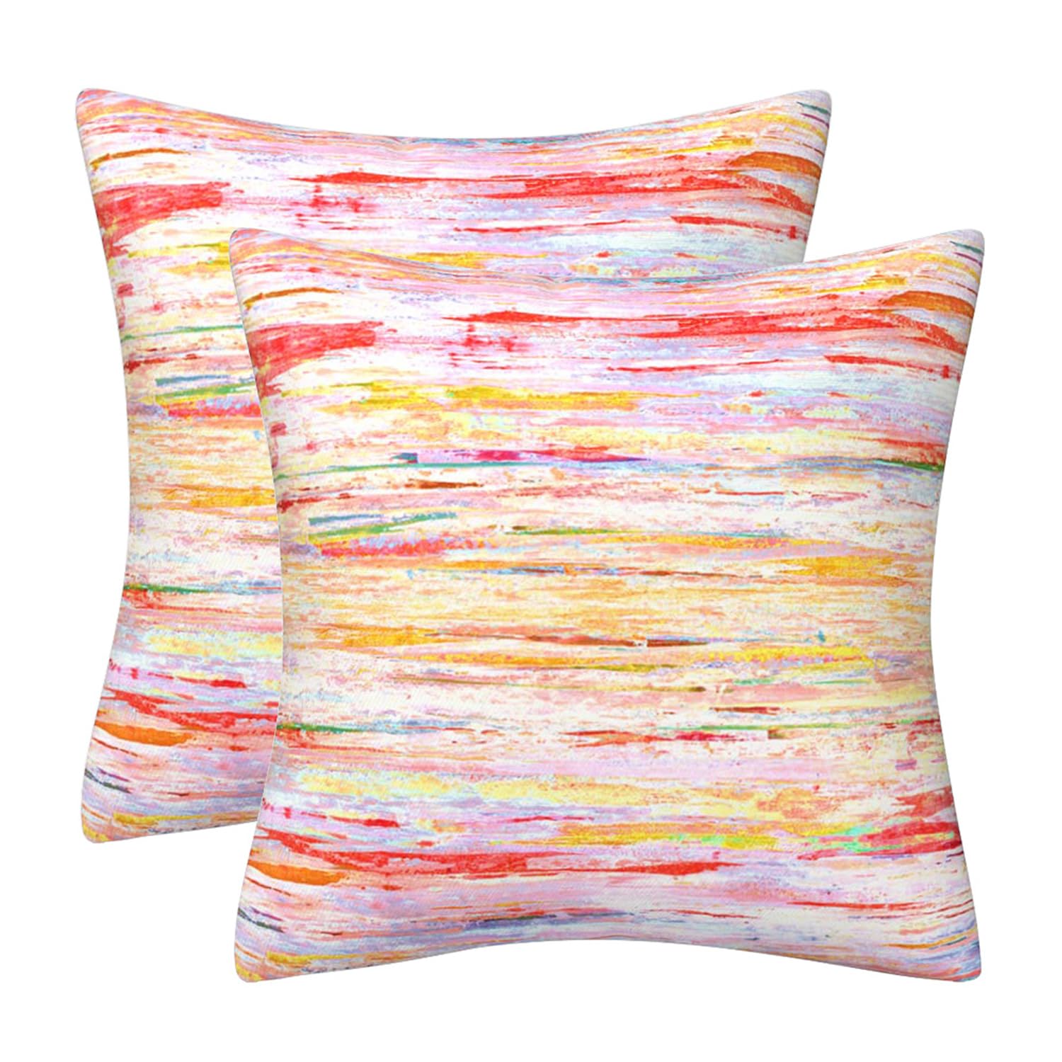 DILOXNSU Cushion Covers 45 x 45 cm Colorful Abstract Art Set of 2 Rainbow Oil Painting Soft Velvet Decorative Square Pillow Cover for Sofa Couch Livingroom Home Decor Cushions Cases 18 x 18 Inch