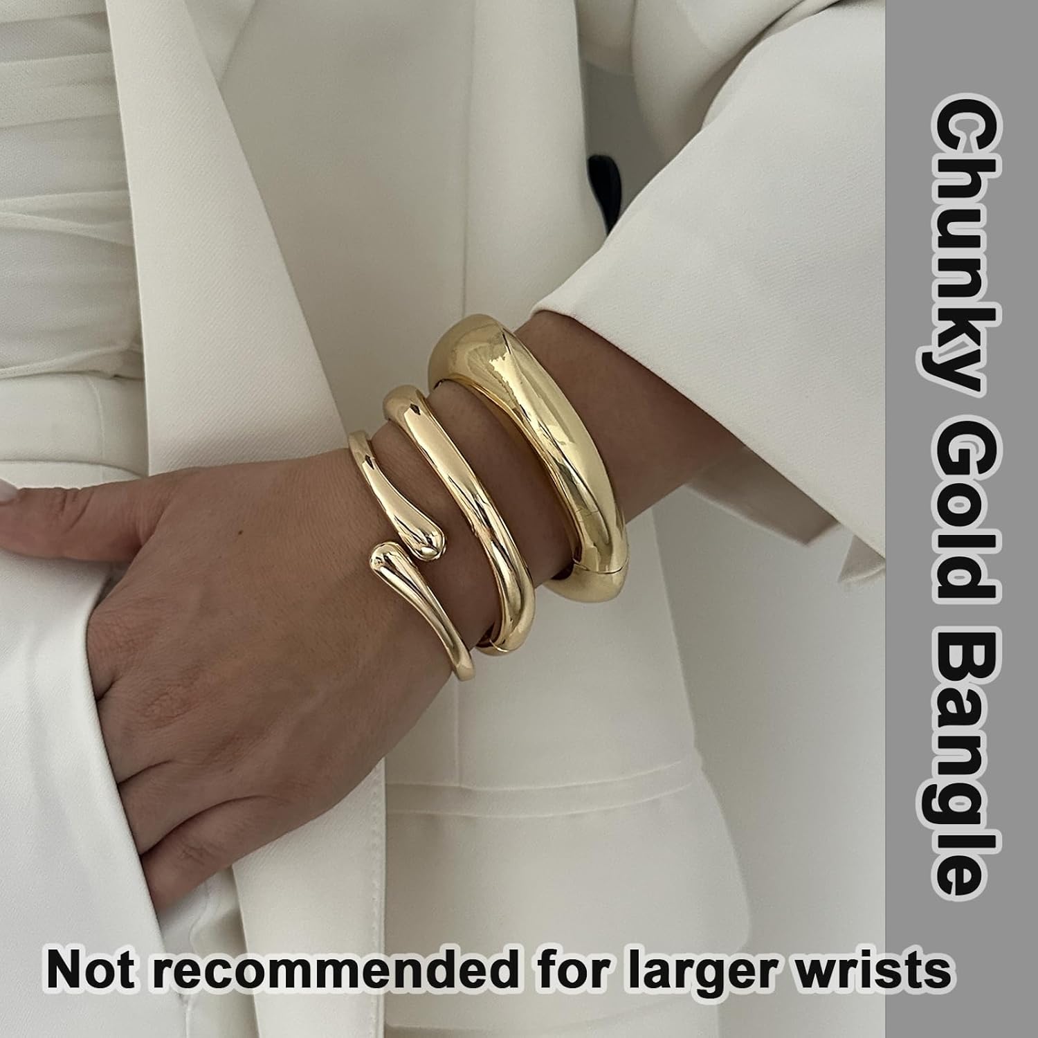 Chunky Gold Bangles Bracelets for Women Gold Cuff Bracelet Set Waterproof Non Tarnish Stack Bracelet for Women Gifts - Image 2