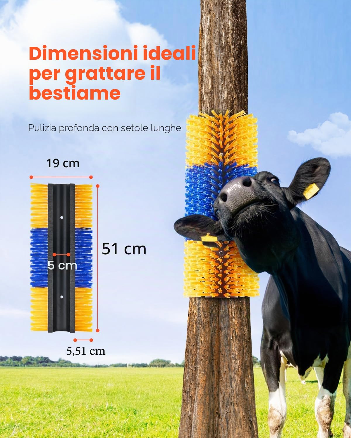 VEVOR Spazzola per Tiragraffi per Bestiame da 6 Pezzi, 51 x 19 cm Spazzola per Cavalli con 12 Viti, Tiragraffi per mucche, per Alleviare Prurito alla Schiena, Mantenere Pulizia, per Cavalli, Maiali