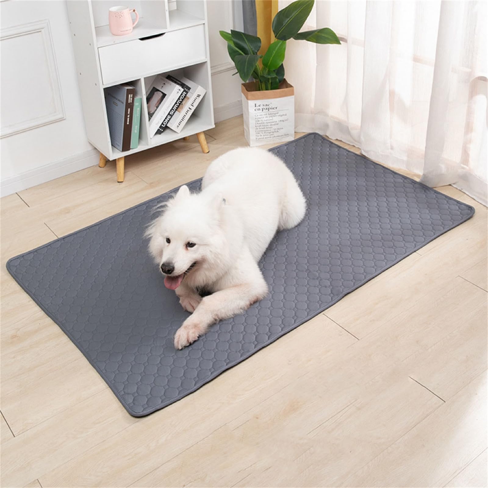 Lukery 2 Pack Washable Pee Pads for Dogs, Waterproof Reusable Dog Pee Pads Non-Slip Soft Pet Diaper Pads Fast Drying Puppy Training Pads for Home,Travel, Car (XXL(150 * 90cm),Grey)