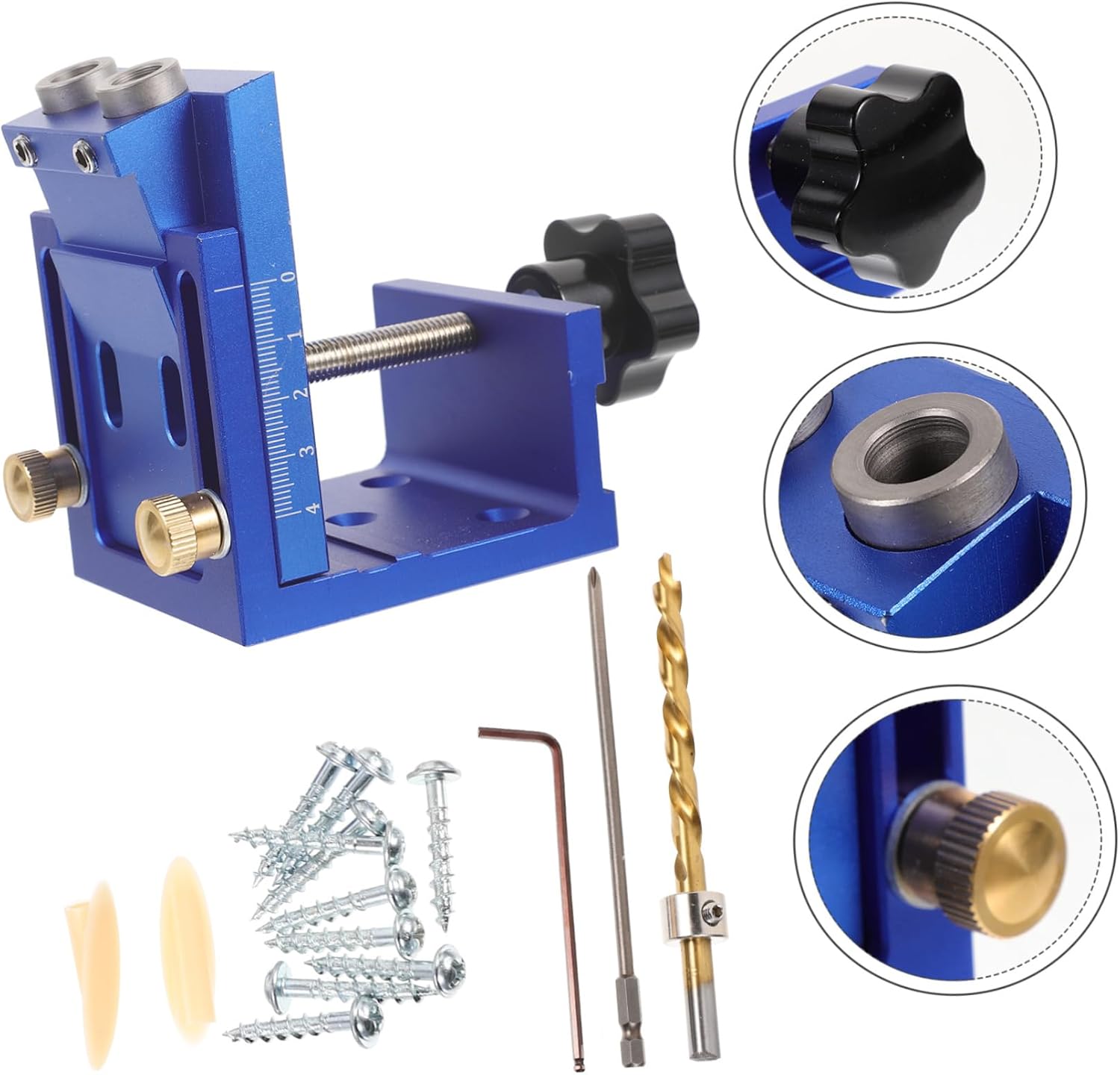 Wood Working Equipment 15-degree Angle Pocket Hole Drill Jig Kit Dowel Set High Reliability and Hobbyists Random