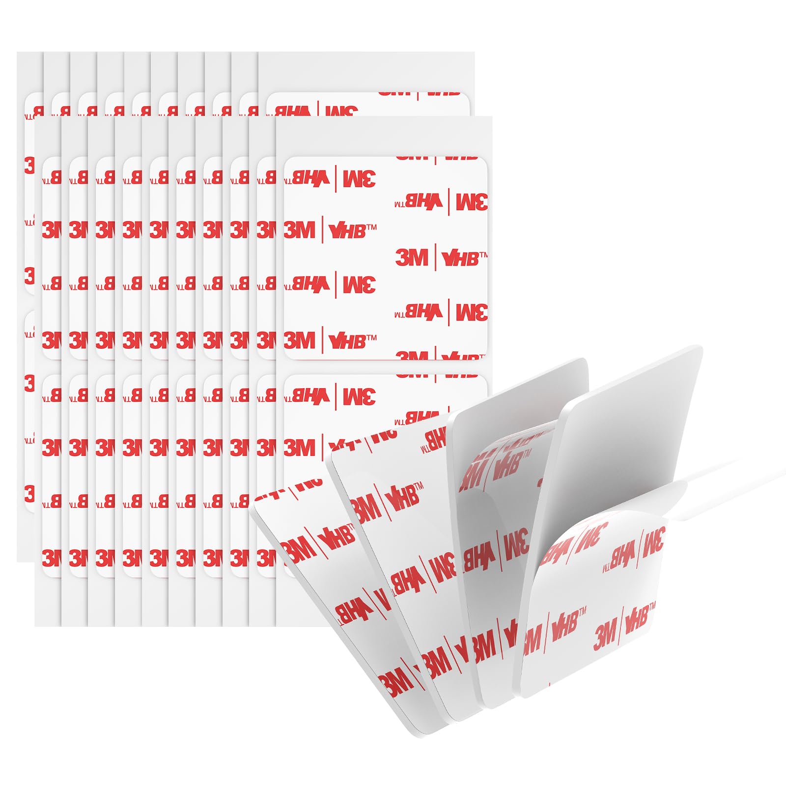 3M Double Sided Adhesive Pads Heavy Duty VHB 2" x 2" 0.025in Thick 40 PCS Square White 4930 Strong Adhesive Mounting Waterproof Foam Tape for Car Home