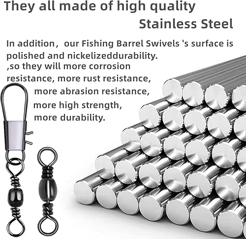 Miniatura 4 de 260Pcs/Caja con Giras de Barril de Pesca de Acero Inoxidable 150Pcs/Giras de Barril con Broches 110Pcs Mezcla, Conector de Alta Resistencia para