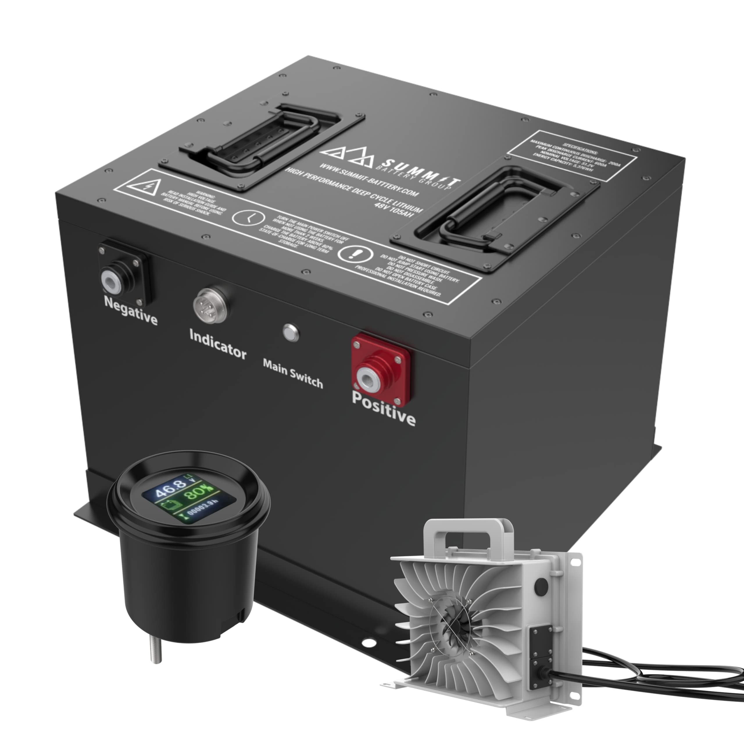 48V Lithium Golf Cart Battery - Summit Battery Deep Cycle 48V 105AH LiFePO4 Battery; High Performance 600A Max Discharge Perfect for Golf Cart; Built-in BMS Protection with Bluetooth Capabilities