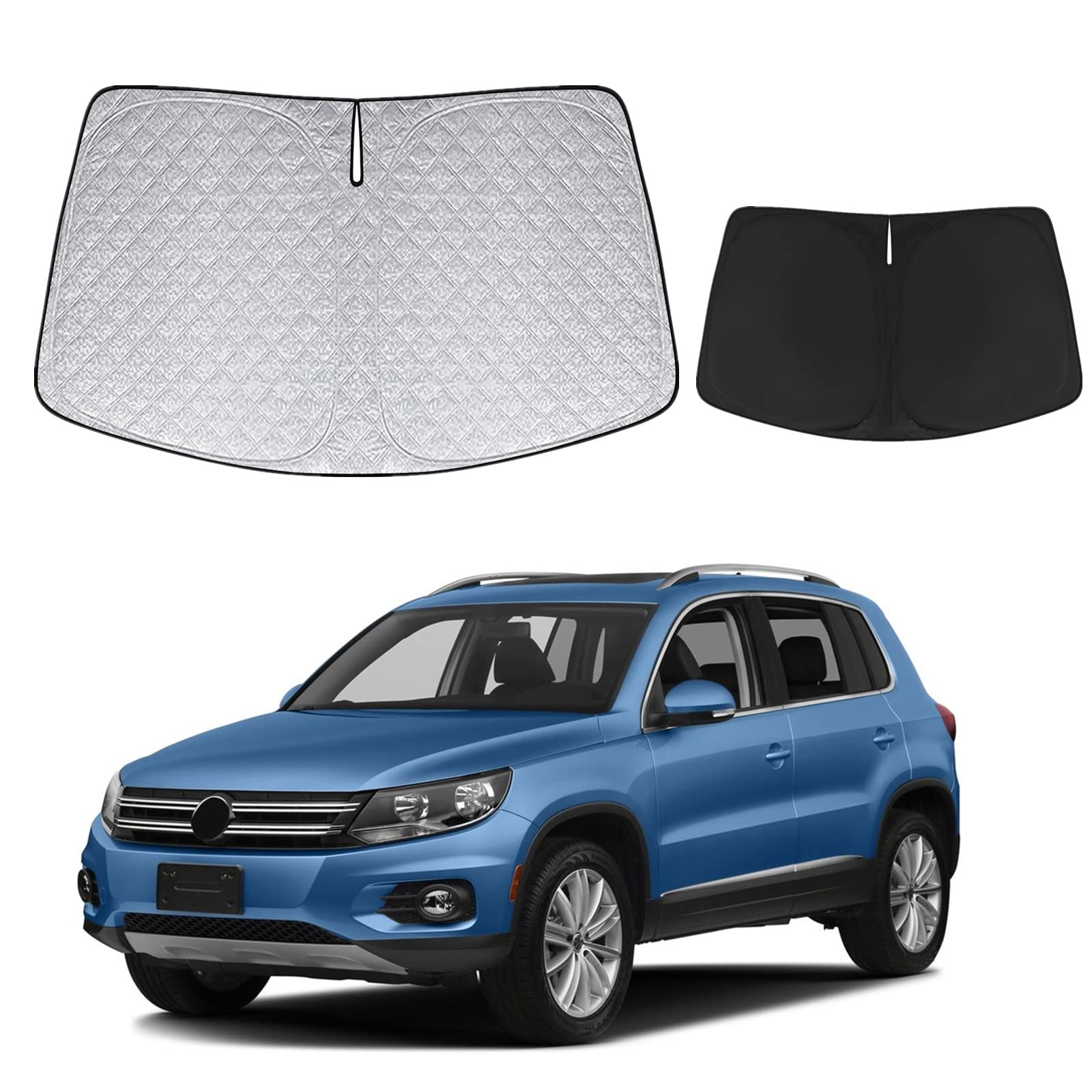 Parasol Coche Delantero Plegable Repuesto para VW Tiguan 2017-2023, Coche Sol Sombra Bloquea los Rayos UV en el Interior del Parasol Protector