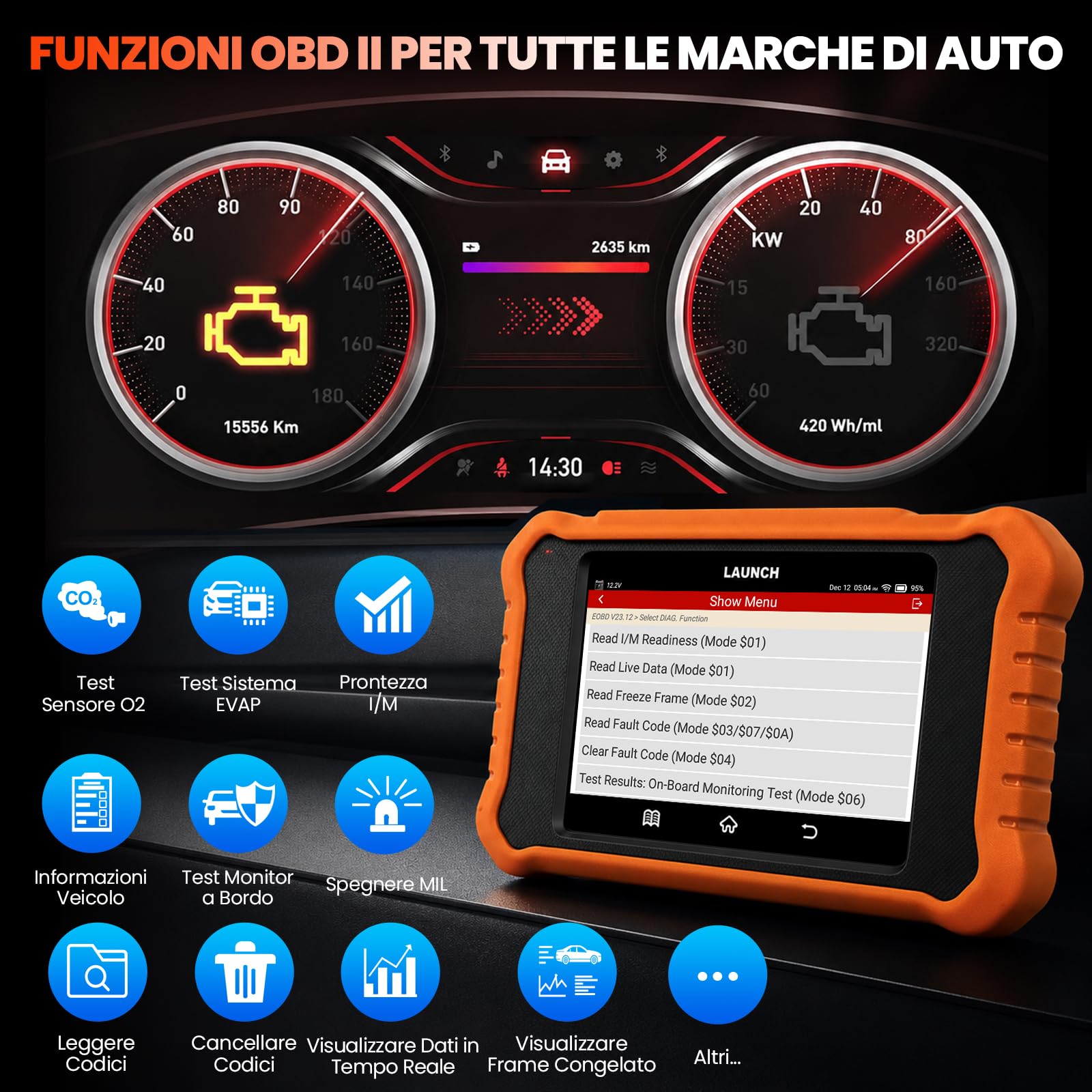 LAUNCH X431 Elite V3.0 OBD2 Diagnosi Auto di Sistema Completo per Benz per Maybach per Sprinter, 50+ Funzione di Reset, Bidirezionale Diagnostica Auto, Codifica ECU, Aggiornamento a Vida