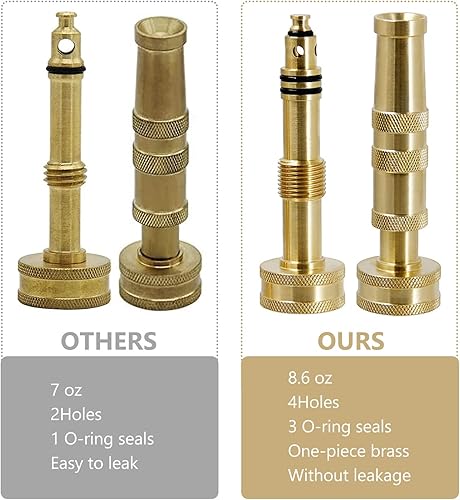 Miniatura 7 de Yonput Paquete de 2 boquillas de manguera de latón boquilla de manguera de alta presión boquilla de manguera de agua ajustable boquilla de manguera