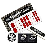 TOUGH GIRLS | 20 Exquisite Gel Nail Polish Strips w/Application Accessories - No UV/LED Lamp Required (Hearts & Red Glitter)