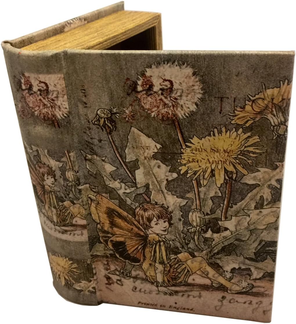 Vintage Fairy Book Box Leather Over Wood Secret Storage Box Fairy Keepsake