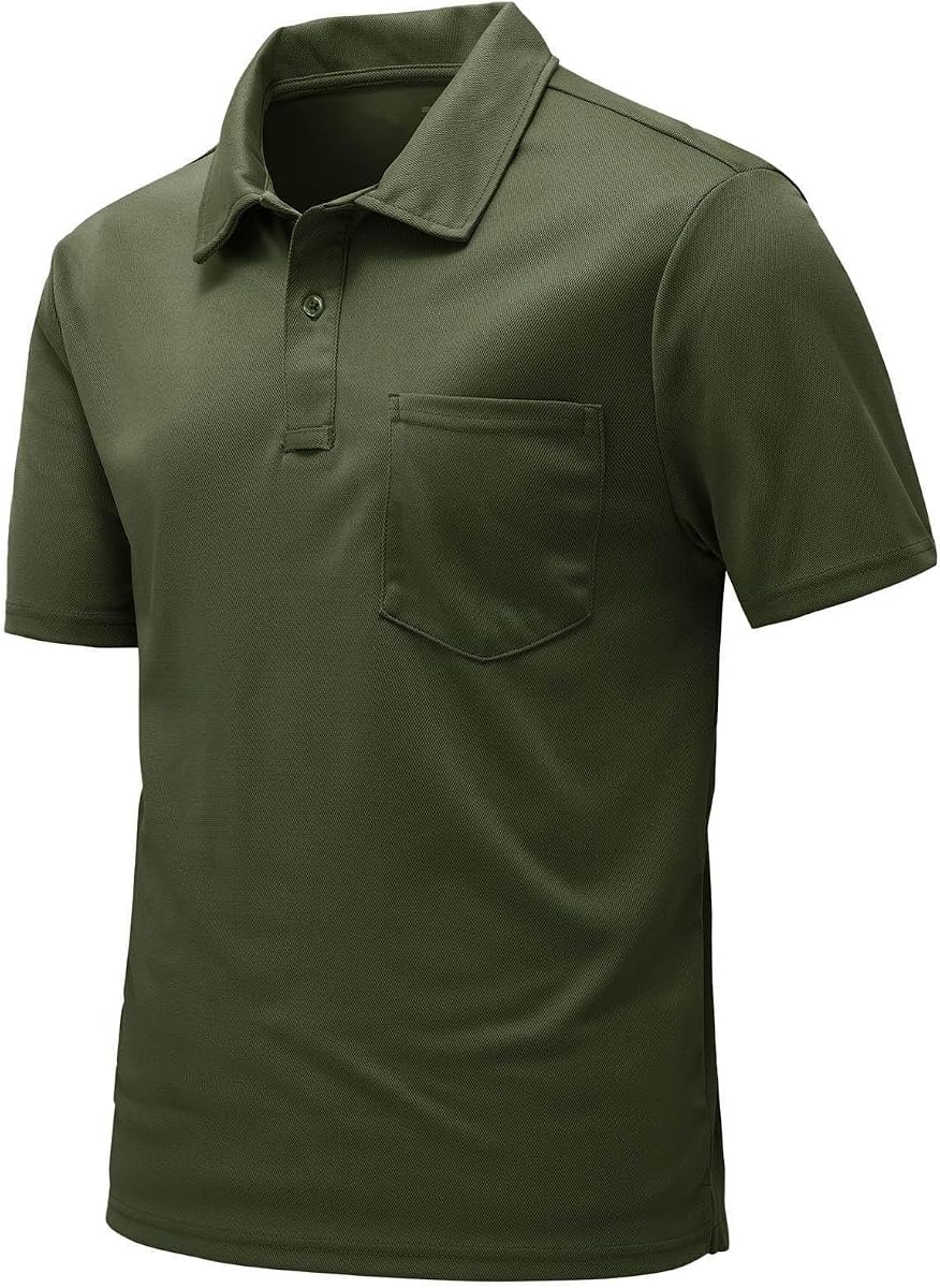 Rdruko Men's Polo Shirts Short Sleeve Quick Dry Outdoor Golf Sports Shirts with Pocket