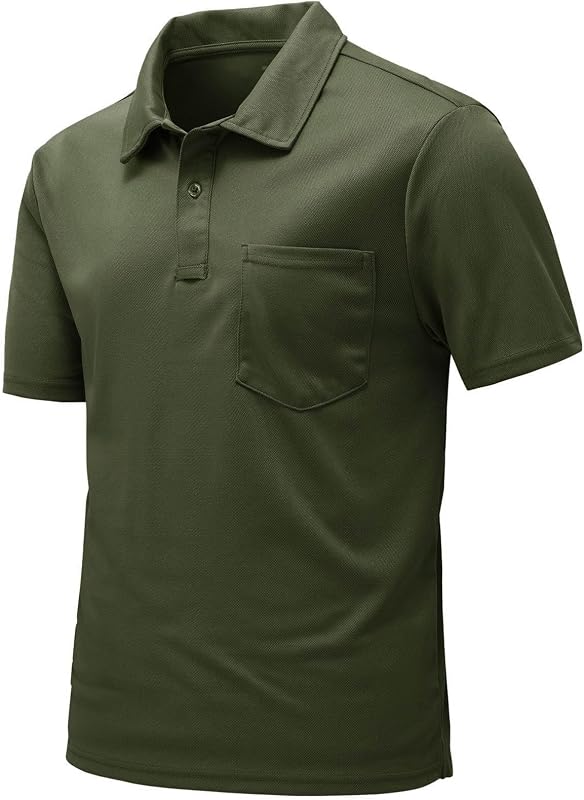 Rdruko Men's Polo Shirts Short Sleeve Quick Dry Outdoor Golf Sports Shirts with Pocket