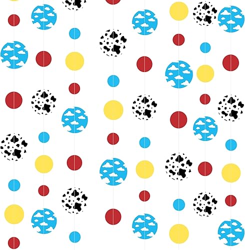 Miniatura 19 de Decoraciones de fiesta de coche de carreras, lunares circulares amarillos y rojos con estampado a cuadros, guirnalda de lunares para niños, hombres,