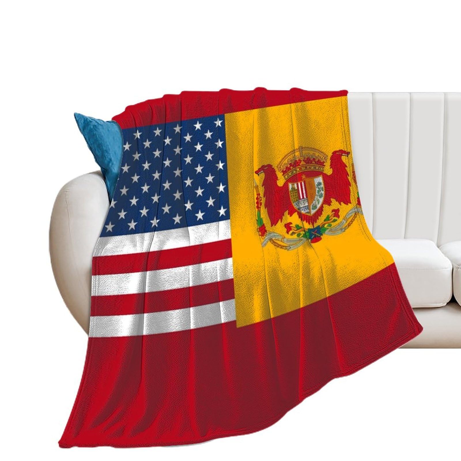 Couverture flanelle drapeau américain Espagne 150x200 plaid lit canapé