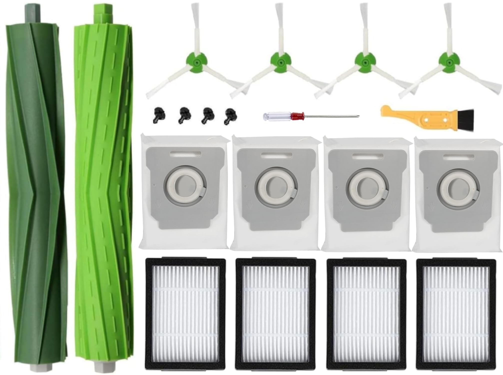13 Pack Replacement Parts for irobot Roomba i7 i7+ i3 i3+ i4 i4+ i6 i6+ | Also Fit for i1 i1+ i2 i5+ i8 i8+ Plus E5 E6 E7 j5+ j6+ j8+ Vacuums, 1 Set of Roller Brush, 4 Filters, 4 Side Brushes, 4 Bags
