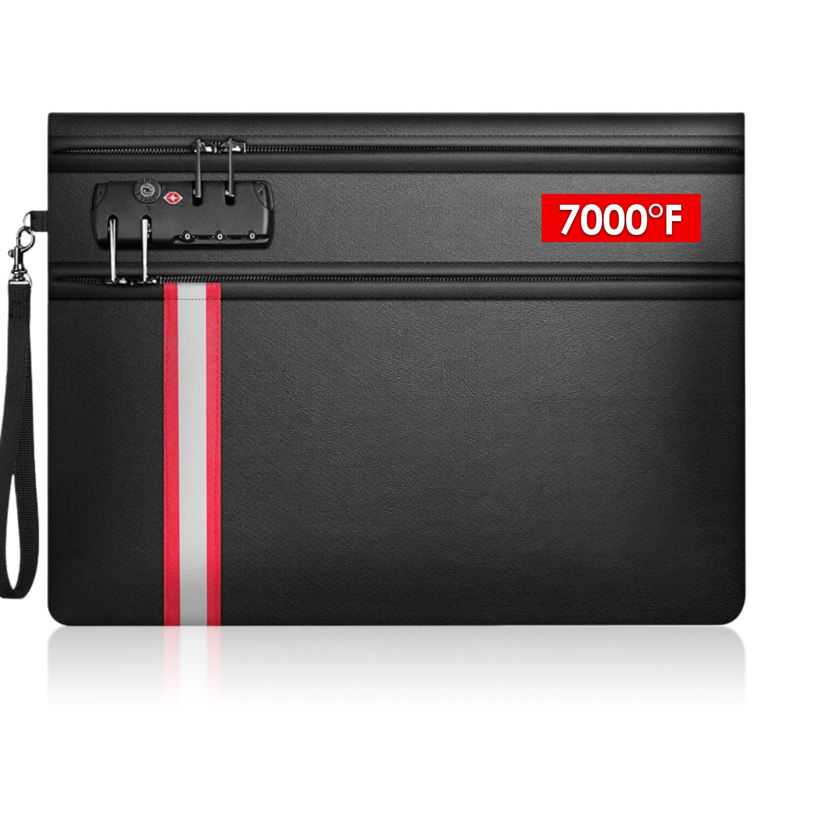 Sac de Documents Ignifuge et Étanche 7000°F, Version Améliorée 2026, Pochette Sécurité Double Fermeture Éclair – Sac Sécurité pour Passeports, Argent et Carte (Large(36x26cm))