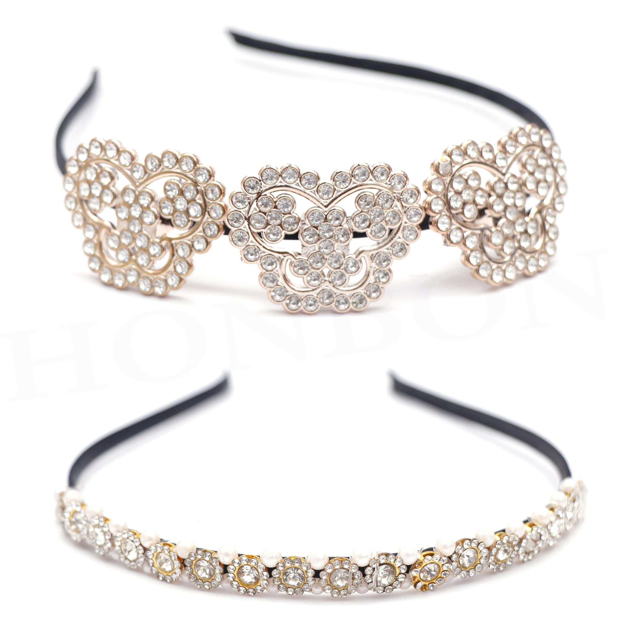 Honbon Bridal Wedding Hair Vines Flower Sparkly Rhinestones Headpieces Crystals Bride Fancy Headband for Women & Girls 2pcs (Hair Band (48)) (B0B8NDH2NP) Amazon Price History, Amazon Price Tracker
