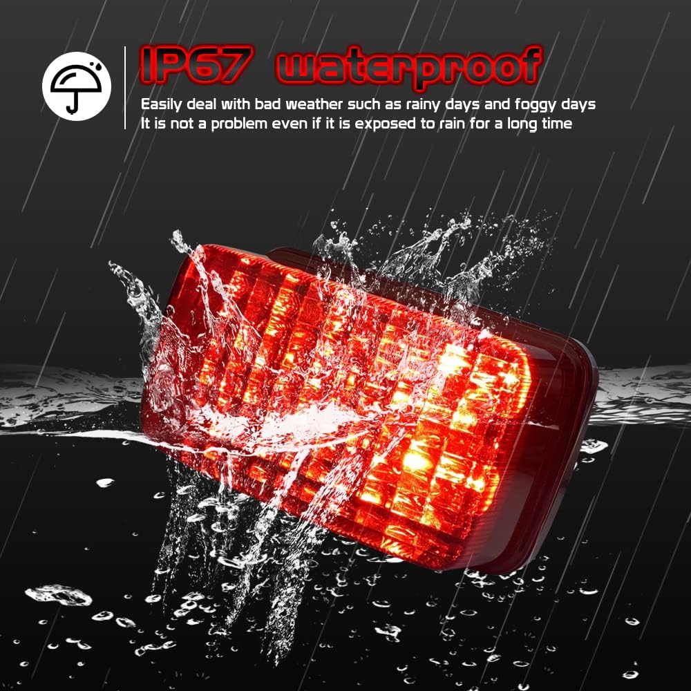 ATV LED Tail Light Taillight 5KM-8472C-10-00 Compatible with Yamaha Rhino Kodiak Grizzly Big Bear Bruin Wolverine Viking（Red lens#1）