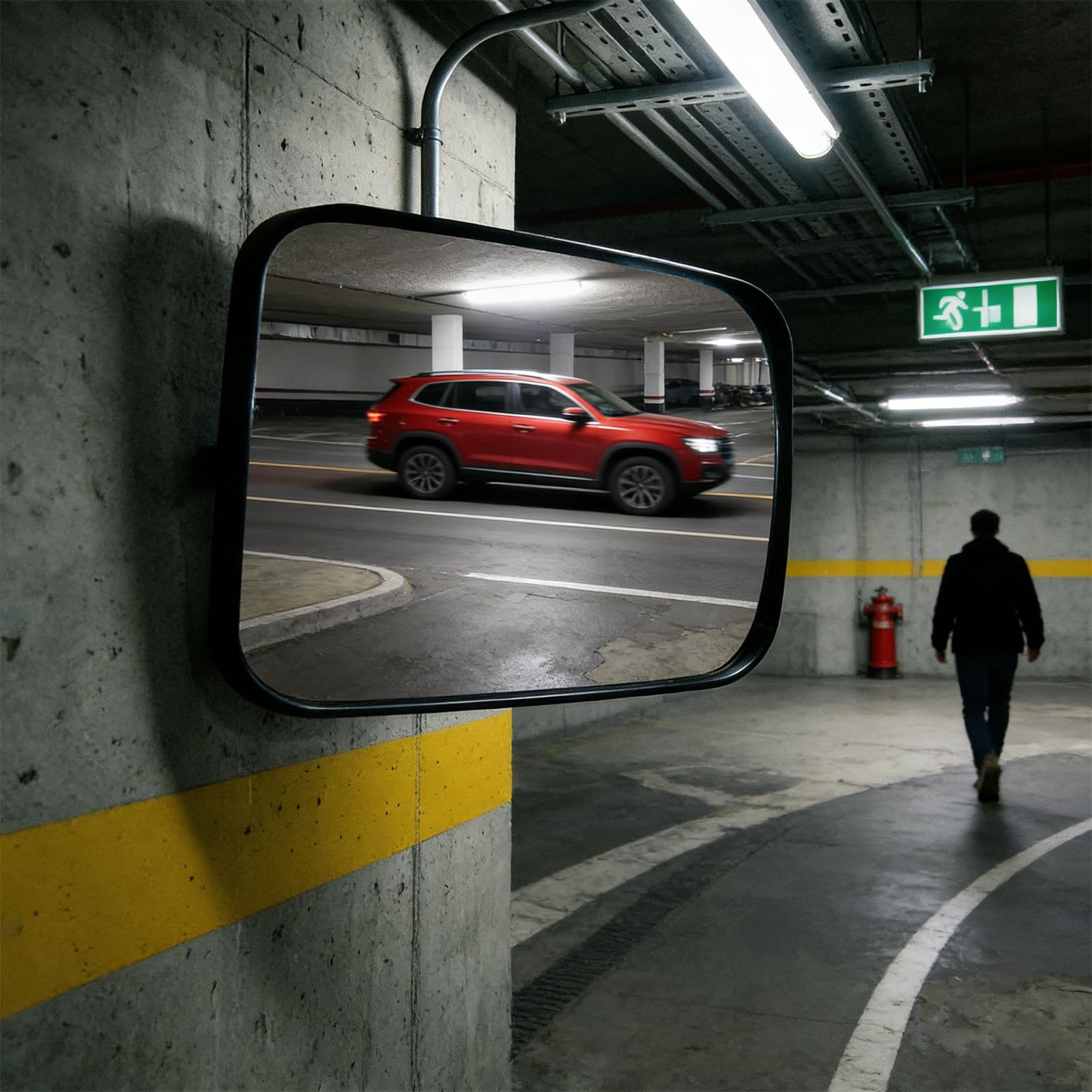 Miroir de Circulation Convexe, 16x19 cm Miroir de Sécurité Convexe, Miroirs Routier Extérieur, Réglable Miroirs Convexes avec Support Grand Angle pour Garage Allée Magasins Usage Intérieur Extérieur