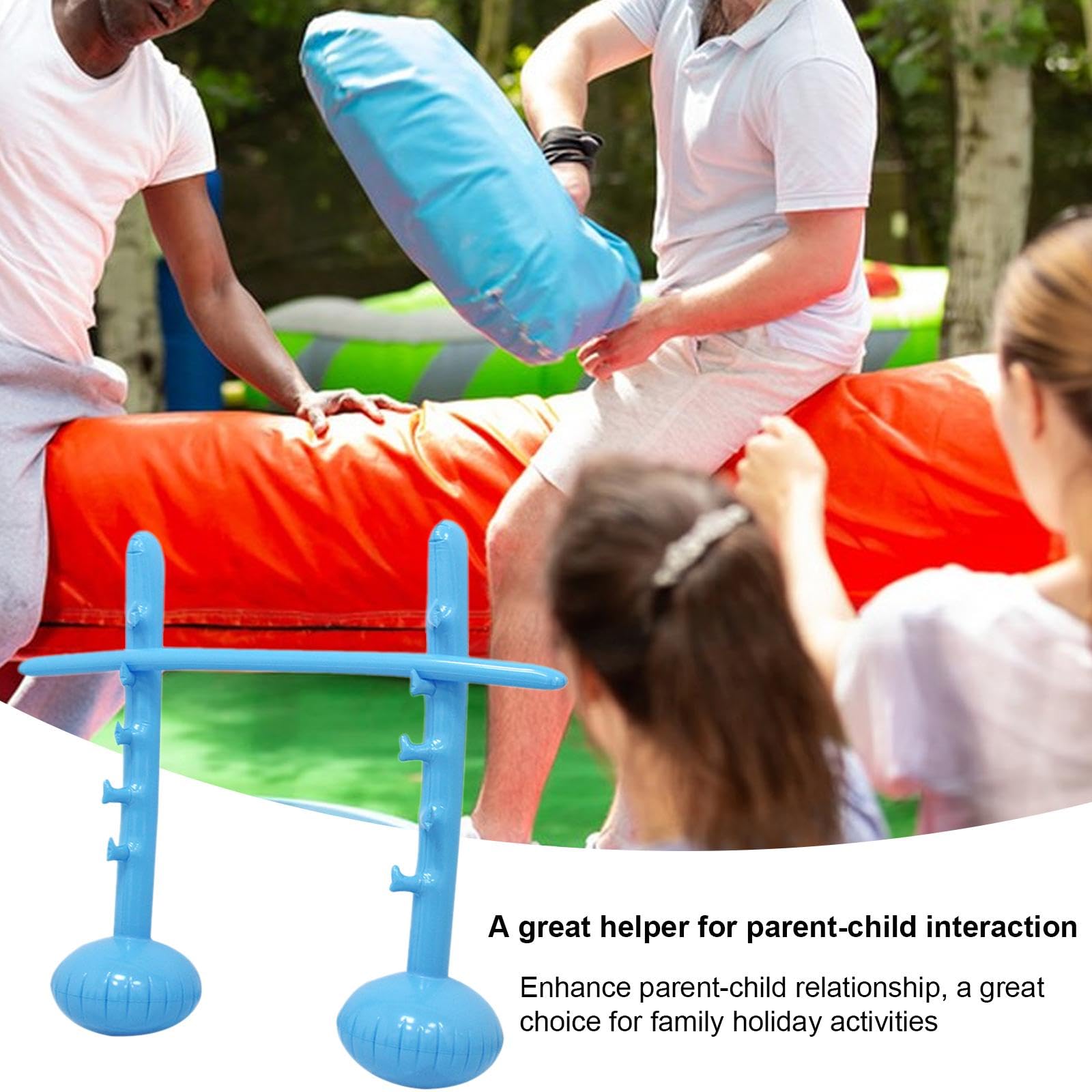 Inflable Barra de Salto Altura Portátiles Juguete Salto Infantil Accesorio Deportivo Altura Ajustable PVC Ligero Fácil Translado para, Azul