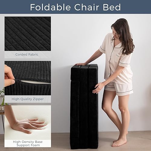 Miniatura 6 de MAXYOYO Sofá cama plegable, colchón portátil para silla y cama, sofá cama plegable, sofá cama de suelo, colchón futón para habitación de invitados,