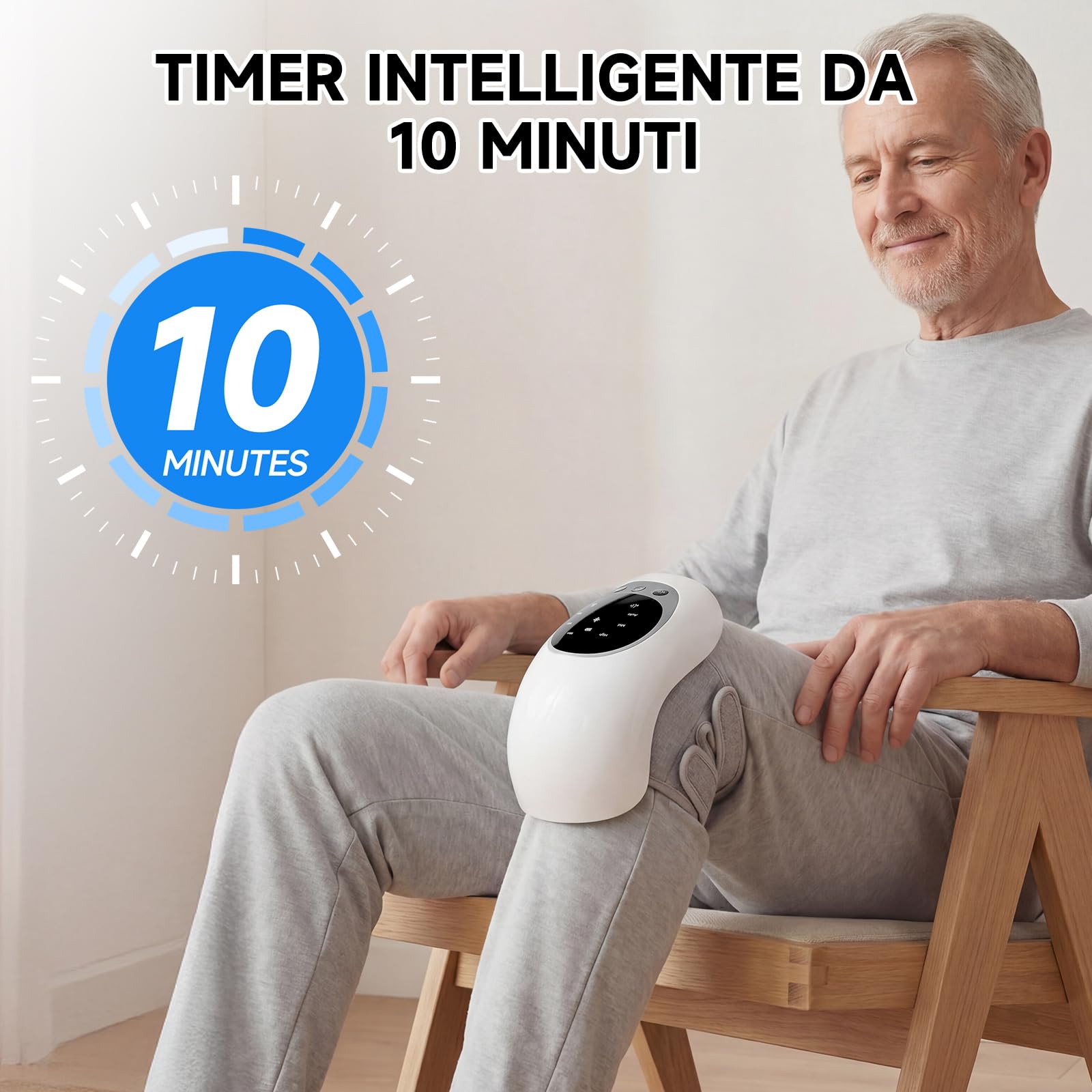 Cozion massaggiatore riscaldante ginocchio Senza Fili, Magnetoterapia ginocchio con LCD display, temperatura e in-frarossi vibrazioni regolabili — ideale per il benessere quotidiano del ginocchio