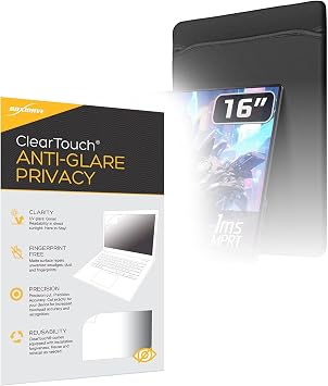 BoxWave Screen Protector Compatible with VOKENSU AQ16H Monitor 16 in - ClearTouch Anti-Glare Privacy 2-Pack, Privacy Screen Protector Flexible Film Anti-Glare