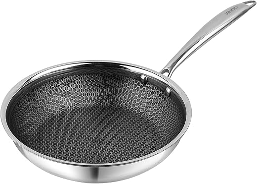 Vinod SAS Pro Platinum Triply Stainless Steel Hybrid Non Stick Frypan 22 cm, 1.7 LTR | Etched Hexa Design Stick-Free Surface | Healthy Cooking |…