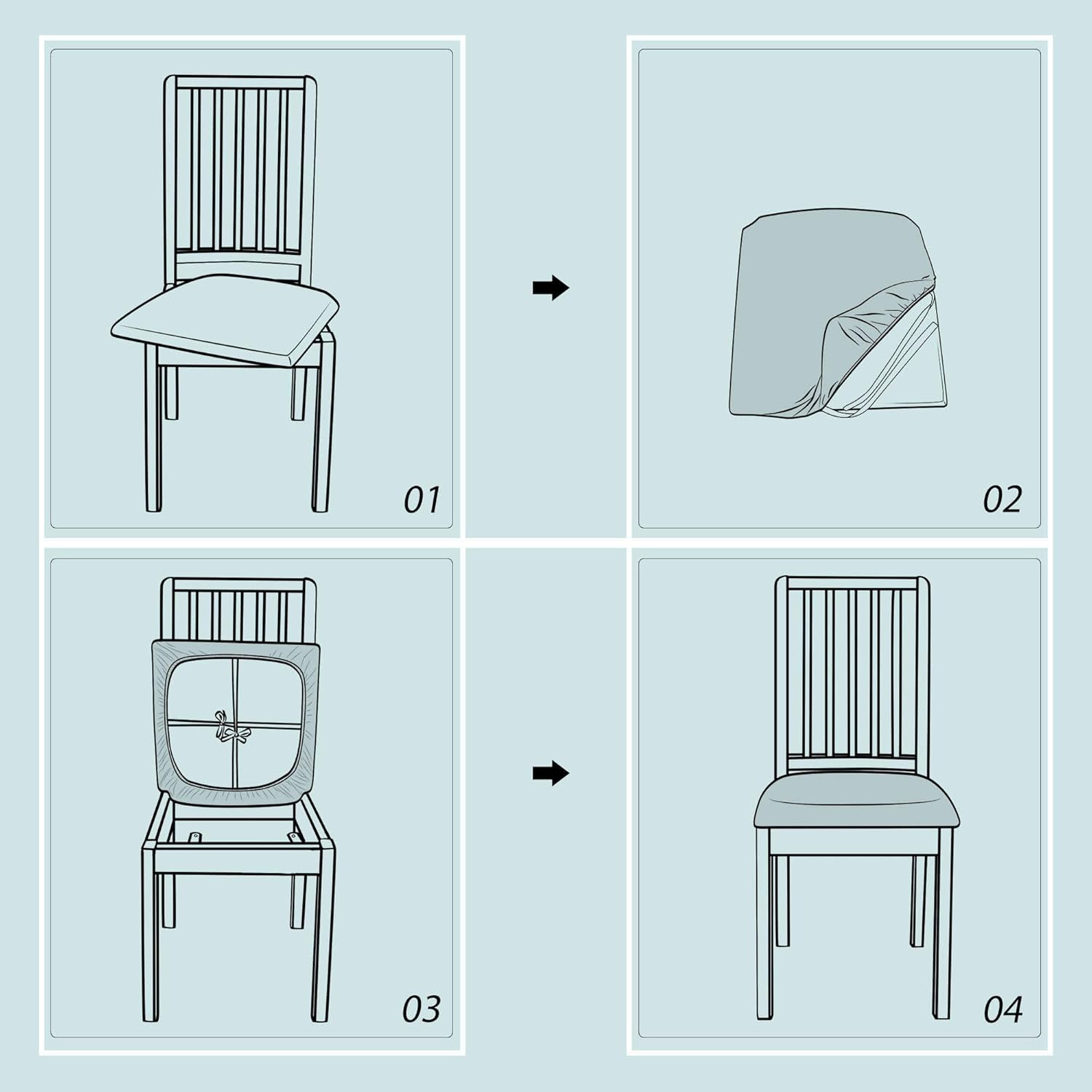 Chair Seat Covers Waterproof, Plaid Dining Chair Seat Covers set of 6 Stretch Dining Room Chair Seat Covers with Elastic Bottom Removable Washable-ivory-6 Pcs